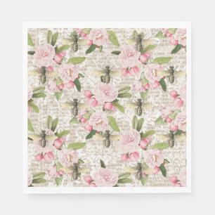 Honey Bee Pink Floral Servet