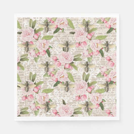 Honey Bee Pink Floral Servet (Voorkant)