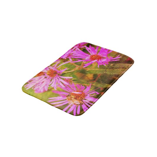 Honey Bee Pink New England Aster Flower Abstract Badmat (Gekanteld)