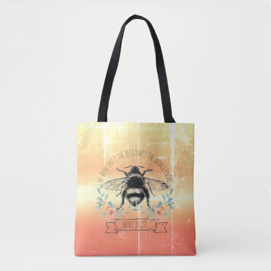 Honey Bee Quote Illustrated Graphic Tote Bag (Voorkant)