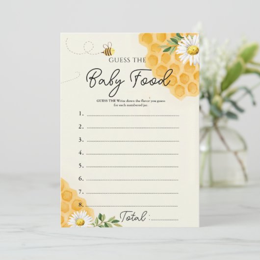 Honey Bee Raad de Baby Food Game Kaart (Staand voorkant)