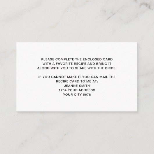 Honey Bee Recept Aanvraag Informatiekaartje (Achterkant)