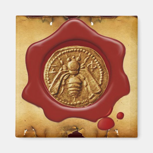 HONEY BEE RED WAX SEAL MAGNEET (Voorkant)