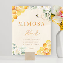 Honey Bee Shower Mimosa Bar Tafelblad Sign Poster