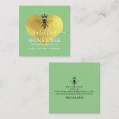 Honey Bee Skincare Gold Folie Op Groen Vierkante Visitekaartje (Voorkant / Achterkant)