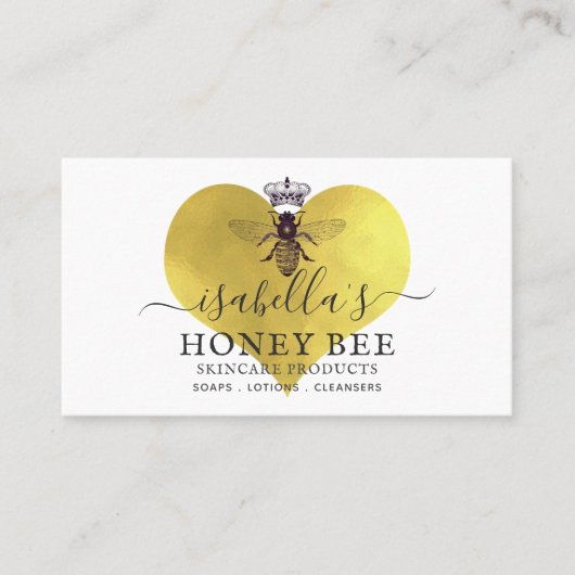 Honey Bee Skincare Gold Folie Op Wit Visitekaartje (Voorkant)