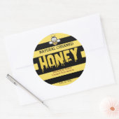 Honey Bee Stripes Zwart en Goud Honey Jar Ronde Sticker (Envelop)