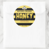 Honey Bee Stripes Zwart en Goud Honey Jar Ronde Sticker (Tas)