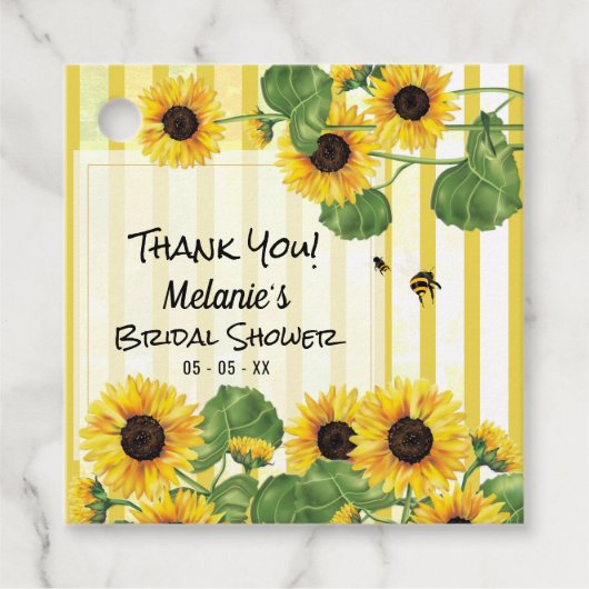 Honey Bee Sunflower Dank u Bedankjes Labels (Voorkant)