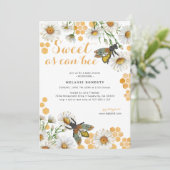 Honey Bee Sweet As Can Bee Baby shower Invitation Kaart (Staand voorkant)