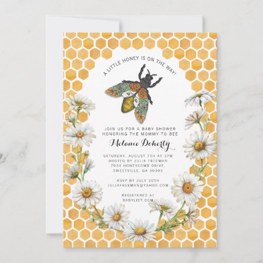 Honey Bee Sweet Little Honey Baby shower Kaart (Voorkant)
