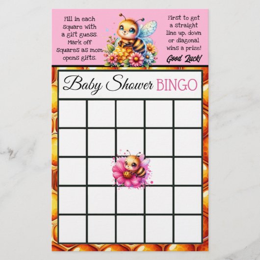 Honey bee thema bingo en wie weet mama best flyer (Voorkant)
