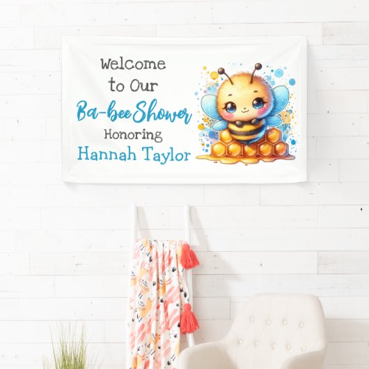 Honey bee thema Boy's Baby shower Welkom Spandoek (Insitu)