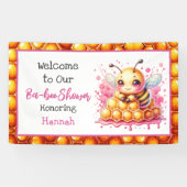 Honey bee thema Meisje's Baby shower Welkom Spandoek (Horizontaal)