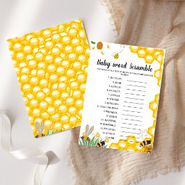 Honey Bee thema's woord scramble baby shower spel
