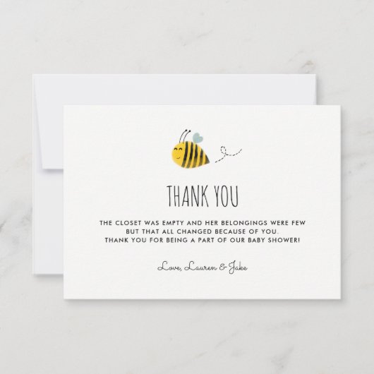 Honey Bee Theme Baby shower Dank u Kaarten (Voorkant)