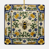 Honey Bee Traditional Blue Yellow Mediterranean Keramisch Ornament (Achterkant)
