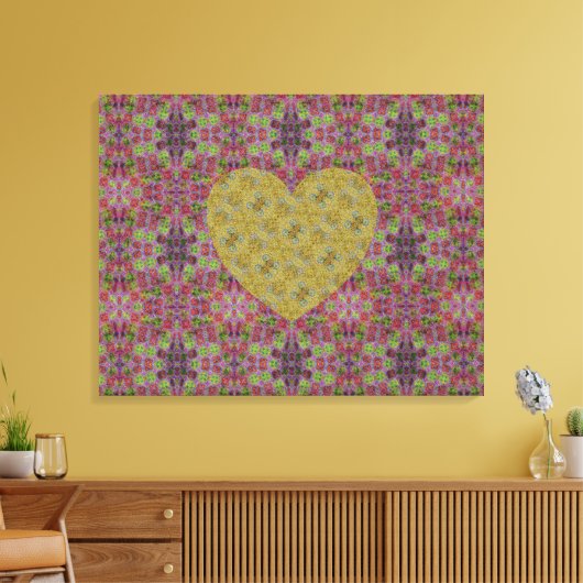 Honey Bee Trailing Roos Heart Encore Canvas Afdruk (Insitu (Woonkamer))