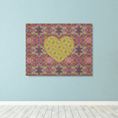 Honey Bee Trailing Roos Heart Encore Canvas Afdruk (Insitu (Houten vloer))