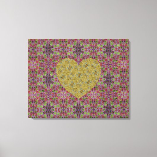 Honey Bee Trailing Roos Heart Encore Canvas Afdruk (Voorkant)