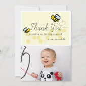 Honey Bee Verjaardag Geel Bloemen Dank u kaart (Voorkant)