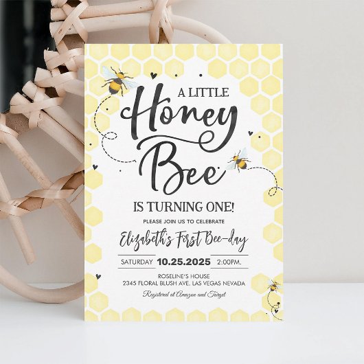 Honey Bee verjaardagsfeestje bij 1e verjaardag Kaart