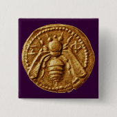 HONEY BEE VIERKANTE BUTTON 5,1 CM (Voorkant)