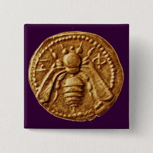 HONEY BEE VIERKANTE BUTTON 5,1 CM (Voorkant)