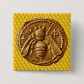 HONEY BEE VIERKANTE BUTTON 5,1 CM (Voorkant)