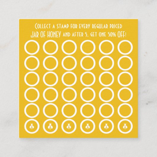 HONEY BEE vierkante-stempelkaart Klantenkaartje (Achterkant)