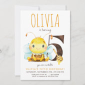 Honey Bee Vijfde Verjaardag uitnodiging (Voorkant)