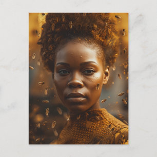 Honey Bee Vrouw Goud Gekleed Briefkaart