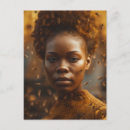 Honey Bee Vrouw Goud Gekleed Briefkaart (Voorkant)