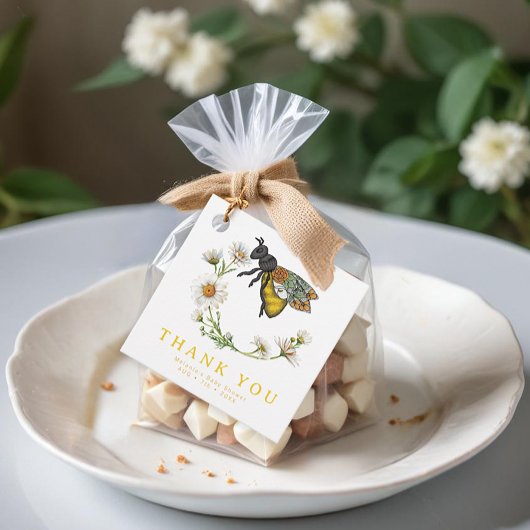 Honey Bee Waterverf Baby shower Gift Label | stunt