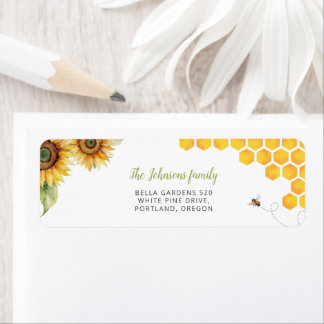 Honey Bee Waterverf Baby shower Retouradres Etiket