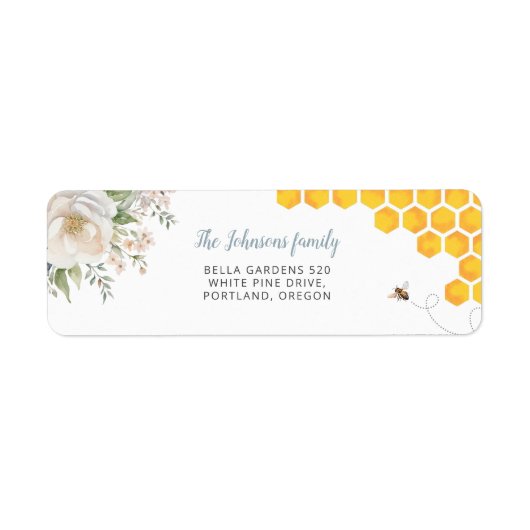 Honey Bee Waterverf Baby shower Retouradres Etiket (Voorkant)