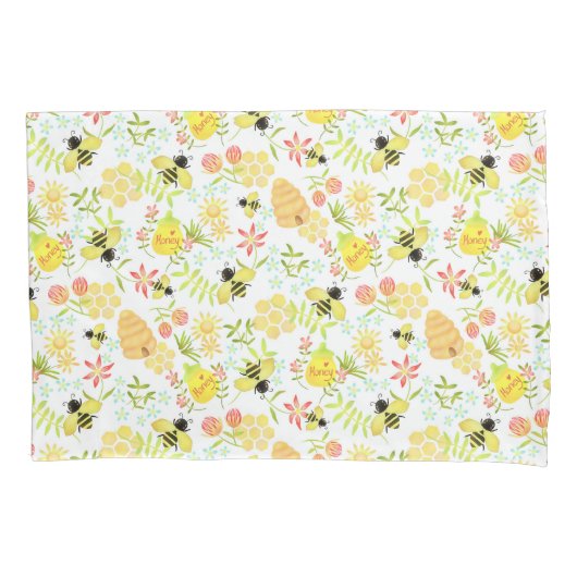 Honey Bee White Kussensloop (Voorkant)