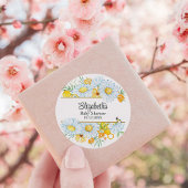 Honey Bee Wildflower Baby shower Ronde Sticker