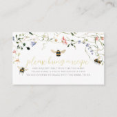 Honey Bee Wildflower Bridal Shower Recipe Request Informatiekaartje (Voorkant)