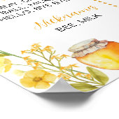 Honey Bee Wildflower Eerste Verjaardag Mijlpaal te Poster (Hoek)