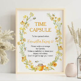 Honey Bee Wildflower Verjaardag Tijd Capsule teken Poster