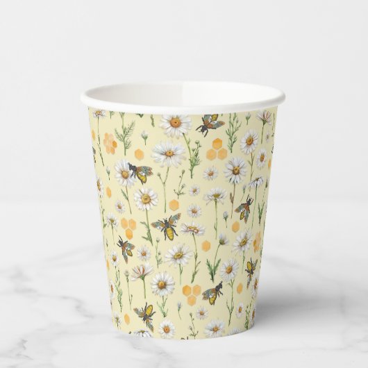 Honey Bee Wildflowers Baby shower Papieren kopjes  Papieren Bekers (Links)