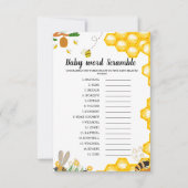 Honey Bee woord scramble baby shower spel Kaart (Voorkant)