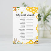 Honey Bee woord scramble baby shower spel Kaart (Staand voorkant)
