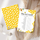 Honey Bee woord scramble baby shower spel Kaart