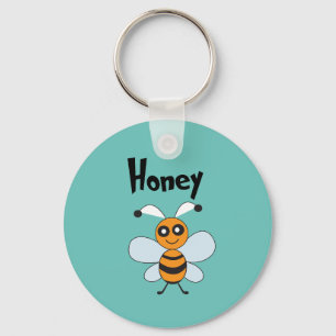 Honey Bee Yellow Black Cute Summer Sleutelhanger