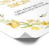 Honey Bee Yellow Bloemen Verjaardag Custom Sign Poster (Hoek)