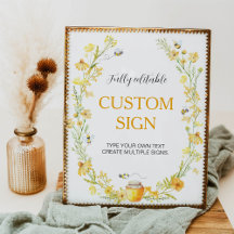 Honey Bee Yellow Bloemen Verjaardag Custom Sign