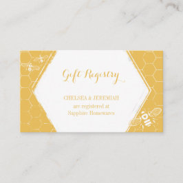Honey Bee Yellow Cadeau Registry Card Informatiekaartje