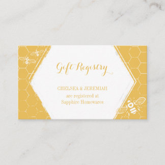 Honey Bee Yellow Cadeau Registry Card Informatiekaartje